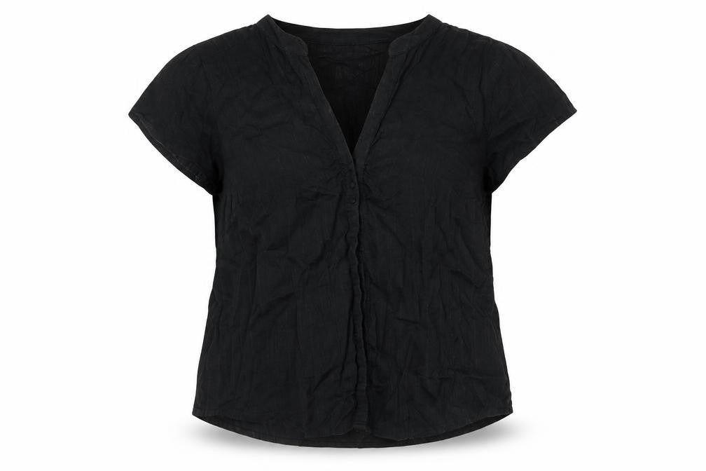 Sorrento Womens Black Cotton Basic Blouse Size 24 V-Neck