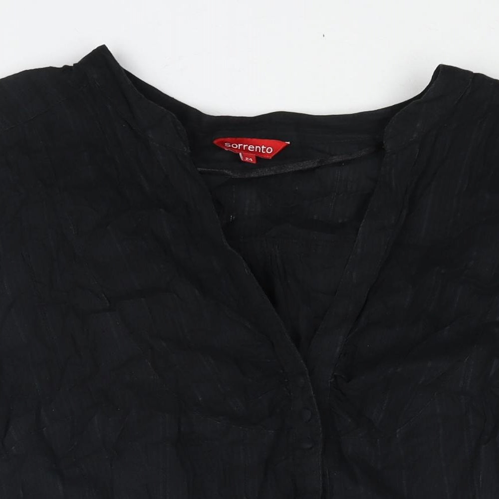 Sorrento Womens Black Cotton Basic Blouse Size 24 V-Neck