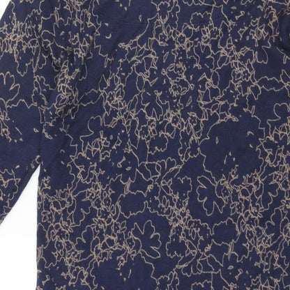 Next Womens Blue Boat Neck Geometric Cotton Pullover Jumper Size 14