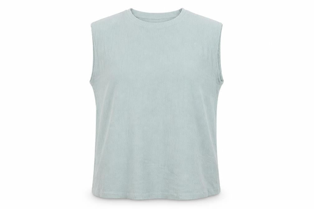 ESMARA Womens Blue Polyester Basic Blouse Size L Round Neck - Shoulder Pads