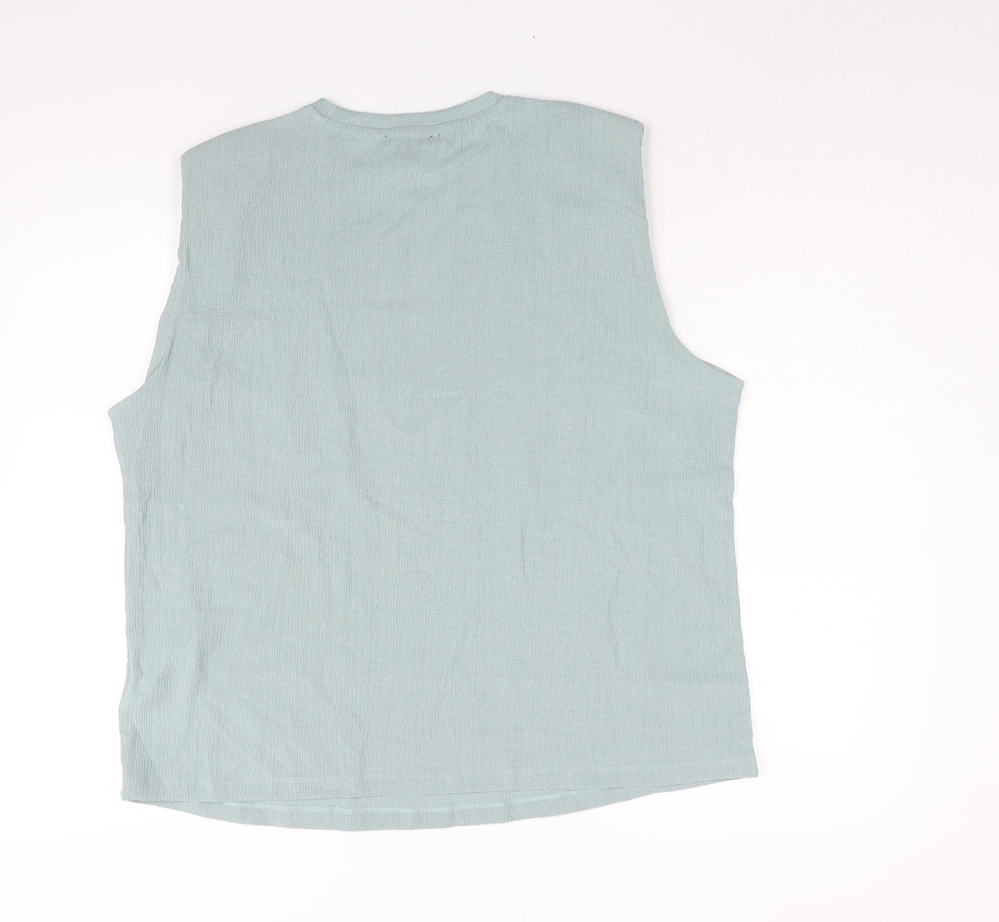 ESMARA Womens Blue Polyester Basic Blouse Size L Round Neck - Shoulder Pads