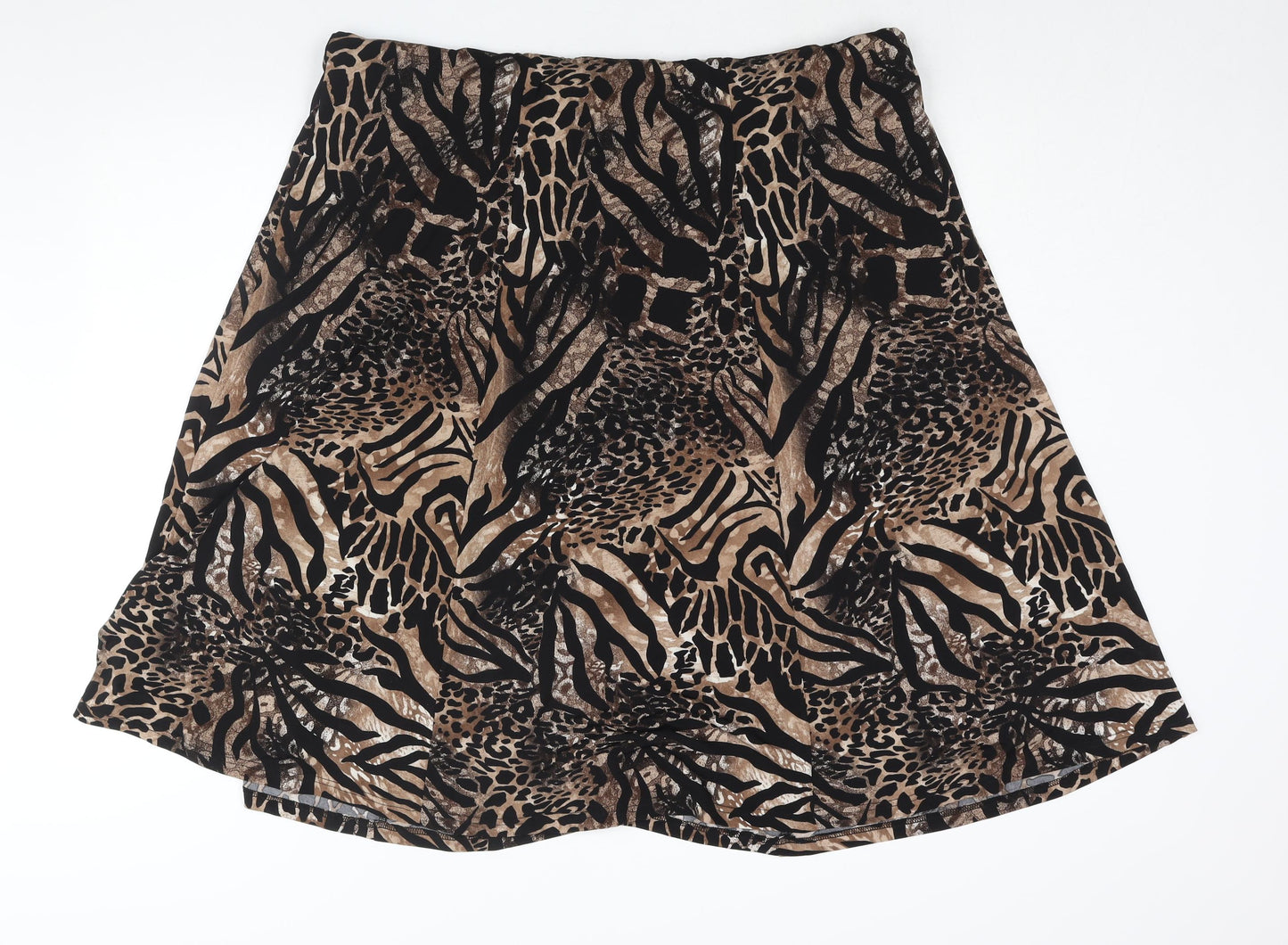 Anna Rose Womens Brown Animal Print Polyester A-Line Skirt Size 20