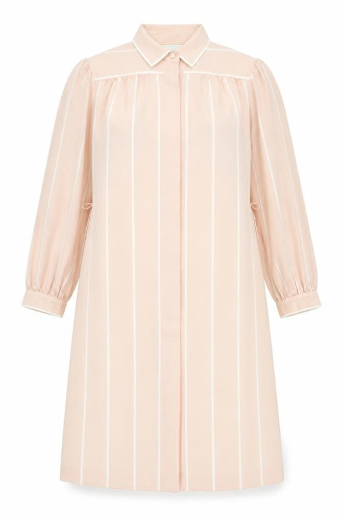 Jeunesse Womens Pink Striped Polyester Shift Size 12 Collared Button - Vintage