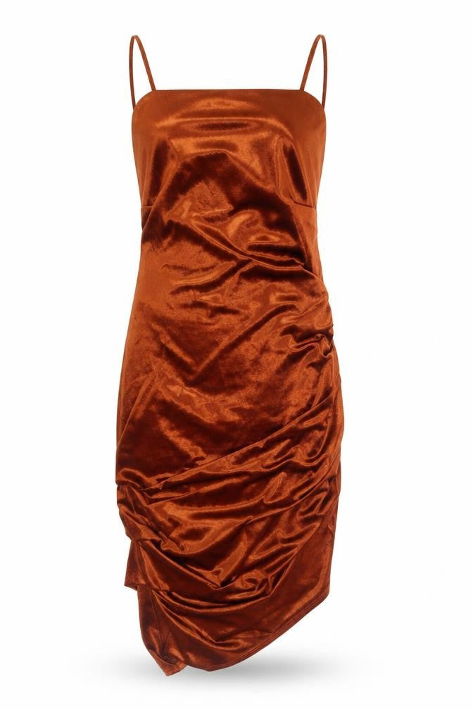 ASOS Womens Brown Polyester Shift Size 12 Sweetheart Lace Up - Rouched