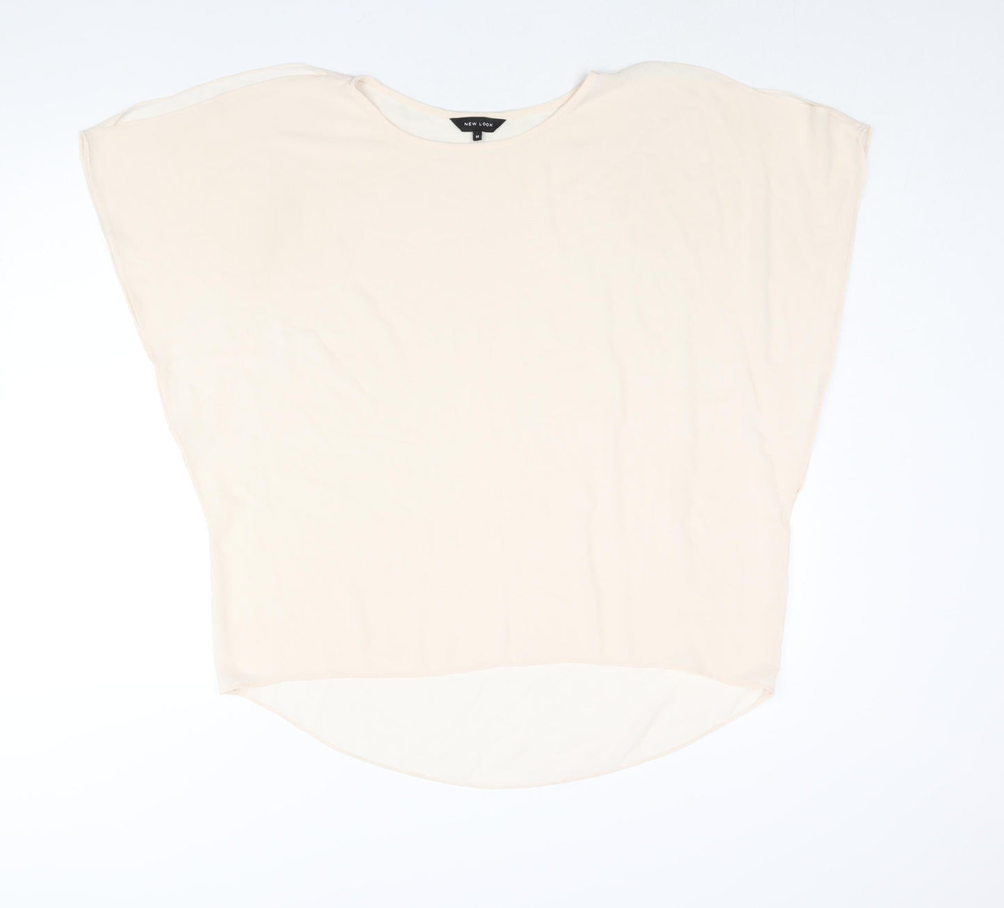 New Look Womens Ivory Polyester Basic Blouse Size 14 Round Neck - Semi Sheer