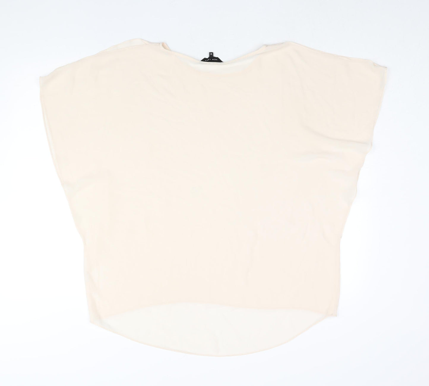 New Look Womens Ivory Polyester Basic Blouse Size 14 Round Neck - Semi Sheer