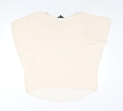 New Look Womens Ivory Polyester Basic Blouse Size 14 Round Neck - Semi Sheer