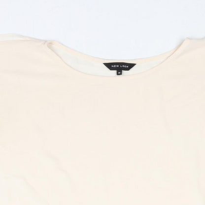 New Look Womens Ivory Polyester Basic Blouse Size 14 Round Neck - Semi Sheer