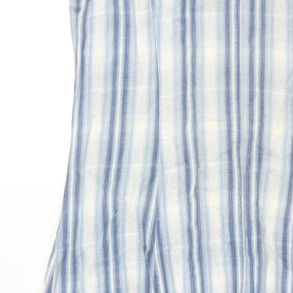 QED Womens Blue Check Cotton Shift Size L Scoop Neck Button