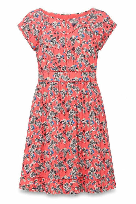 Monsoon Womens Pink Floral Viscose A-Line Size 10 Round Neck Zip