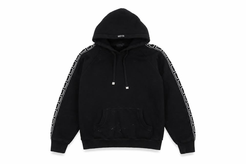 Siarr Mens Black Cotton Pullover Hoodie Size S