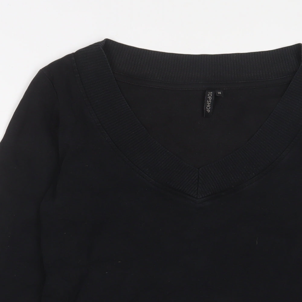 Topshop Womens Black Cotton Pullover Sweatshirt Size 14 Pullover