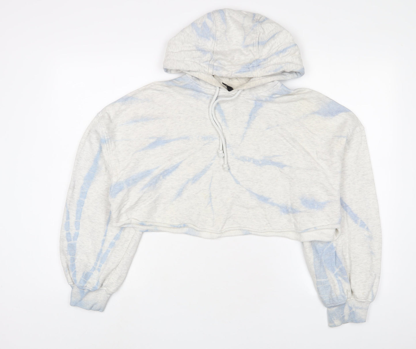 H&M Womens Blue Geometric Cotton Pullover Hoodie Size M Pullover