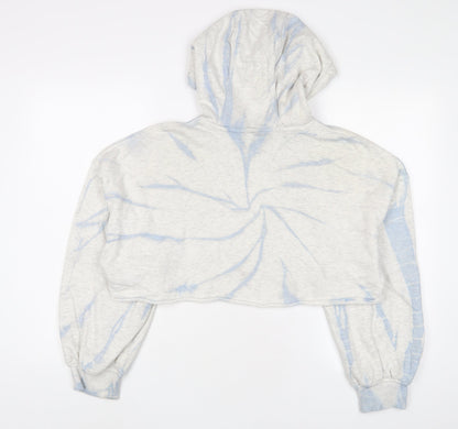 H&M Womens Blue Geometric Cotton Pullover Hoodie Size M Pullover