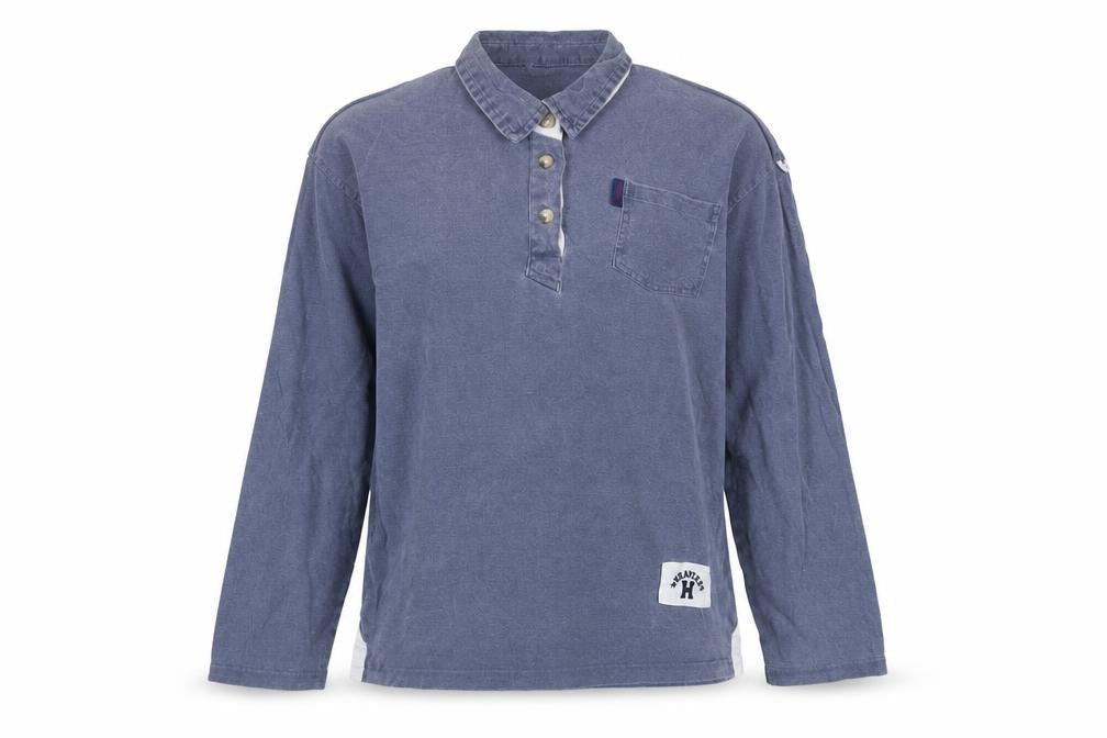 Edwards Heavies Womens Blue Cotton Basic Polo Size 12 Collared - Embroidered
