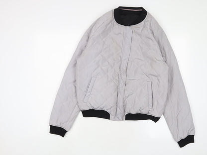 Additional front view of New Look girls’ grey bomber jacket jacket, size 14-15, years zip