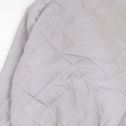 Brand and care label for New Look girls’ grey bomber jacket jacket, size 14-15, years zip