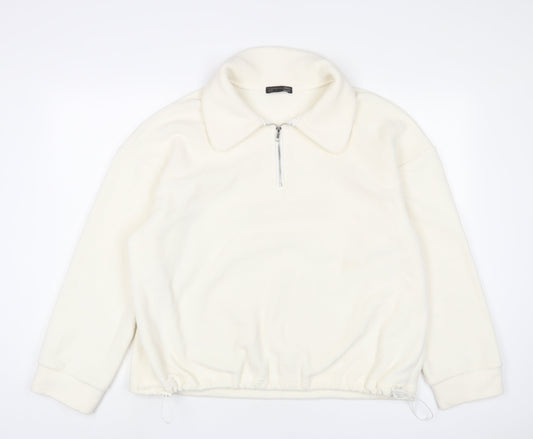 Dazy Womens White Polyester Pullover Sweatshirt Size XL Zip