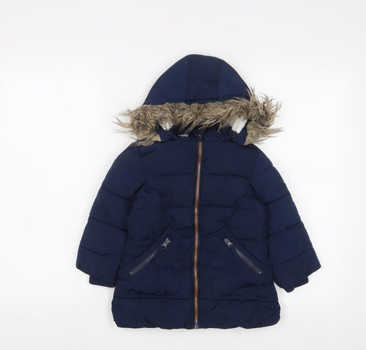 John Lewis Boys Blue Basic Coat Coat Size 3 Years Zip