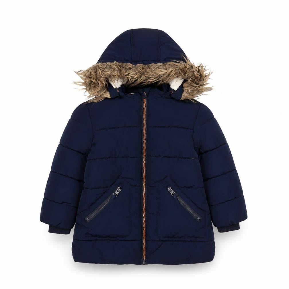 John Lewis Boys Blue Basic Coat Coat Size 3 Years Zip