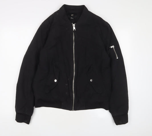 H&M Mens Black Jacket Size M Zip