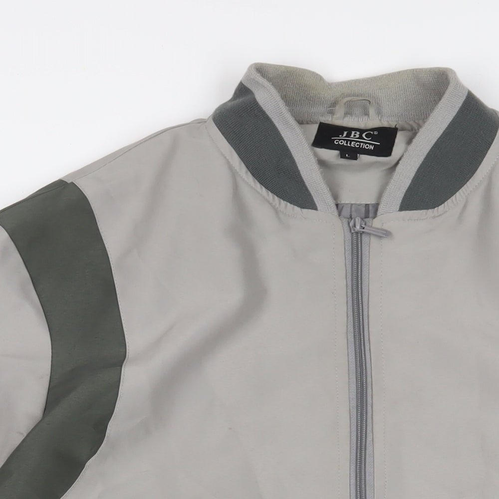 JCB Mens Grey Bomber Jacket Jacket Size L Zip