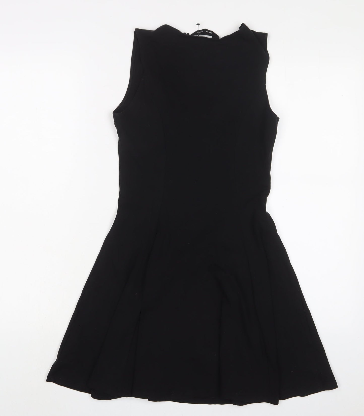 New Look Womens Black Cotton A-Line Size 8 V-Neck Pullover