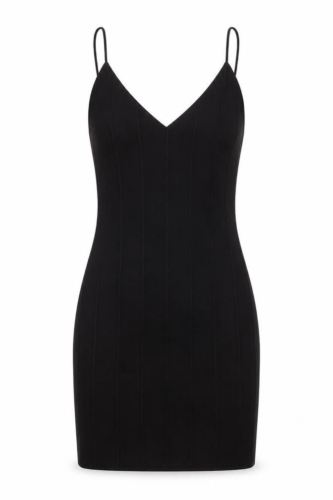 U.MAY Womens Black Polyester Bodycon Size S V-Neck Pullover