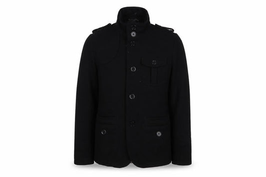 H&M Mens Black Military Jacket Jacket Size S Button
