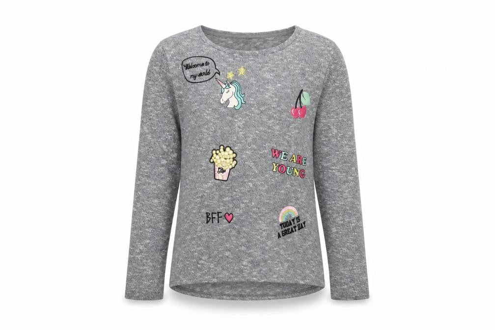 H&M Girls Grey Polyester Basic T-Shirt Size 10-11 Years Collared Pullover