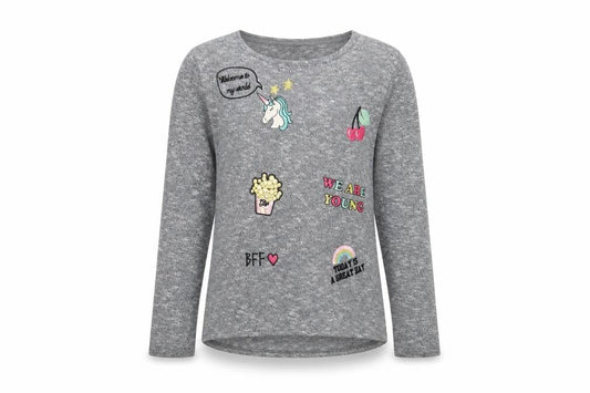 H&M Girls Grey Polyester Basic T-Shirt Size 10-11 Years Collared Pullover