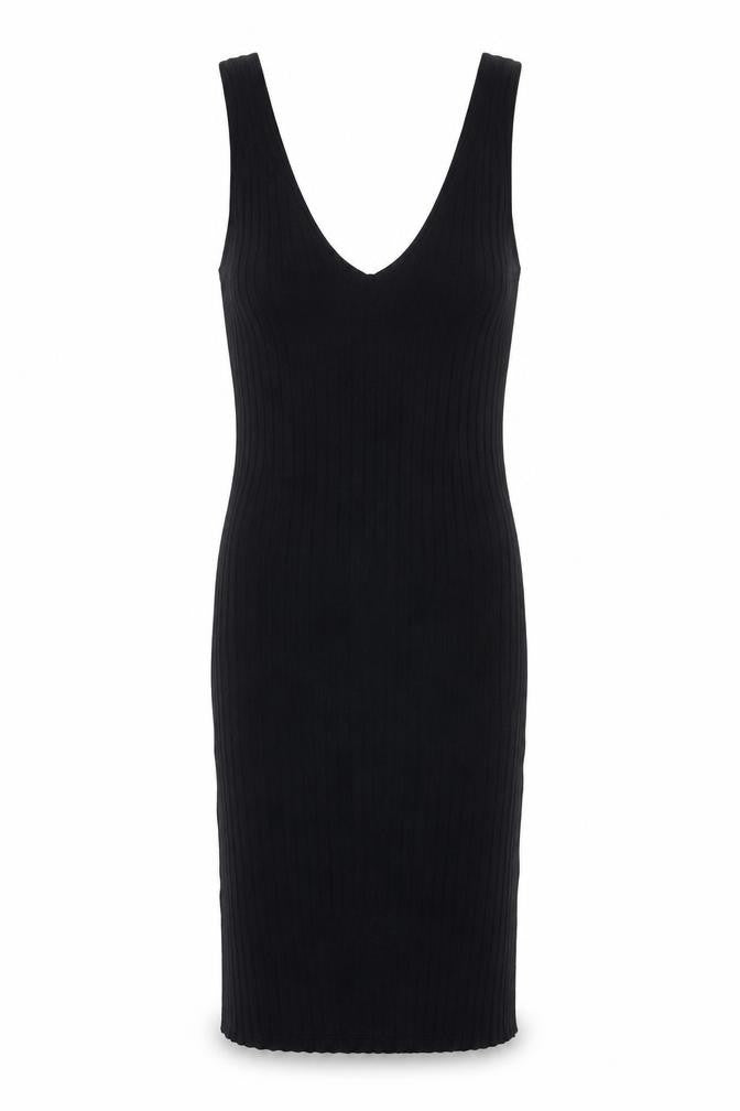 Bershka Womens Black Viscose Bodycon Size S V-Neck Pullover