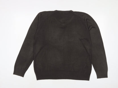 Marks & Spencer Mens Grey V-Neck Acrylic Pullover Jumper Size M Long Sleeve