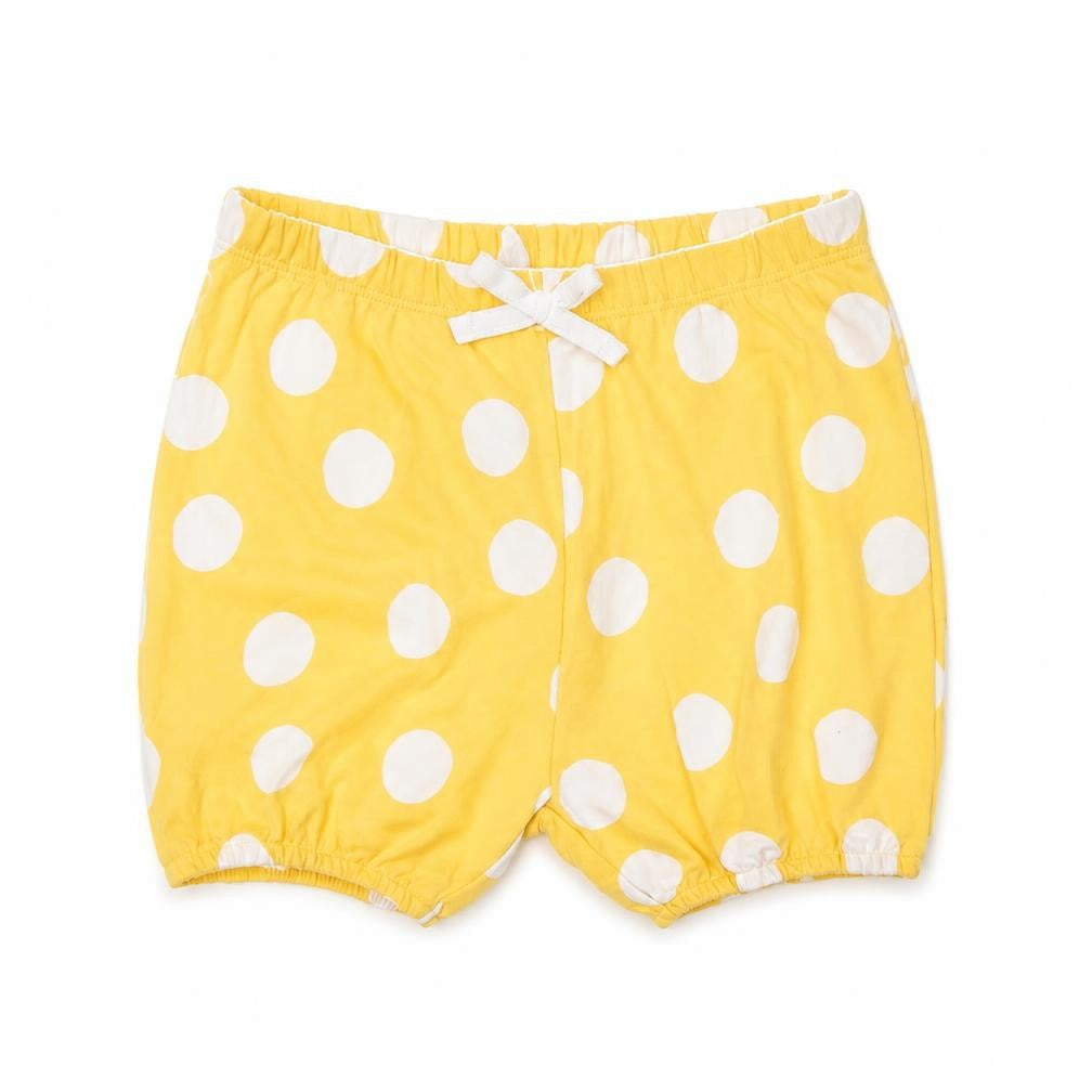Marks & Spencer Girls Yellow Polka Dot Cotton Sweat Shorts Size 2-3 Years Regular