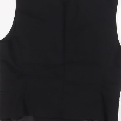 Zara Mens Black Striped Polyester Jacket Suit Waistcoat Size S Regular