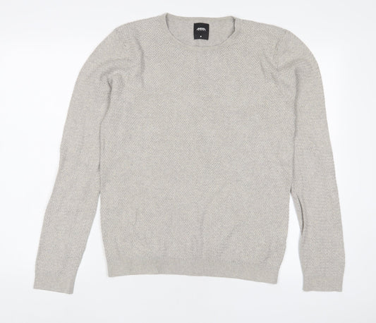 Burton Mens Beige Crew Neck Cotton Pullover Jumper Size M Long Sleeve