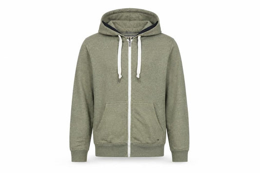 contemporary Mens Green Cotton Full Zip Hoodie Size S