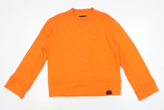 MDIV Womens Orange Cotton Pullover Sweatshirt Size M