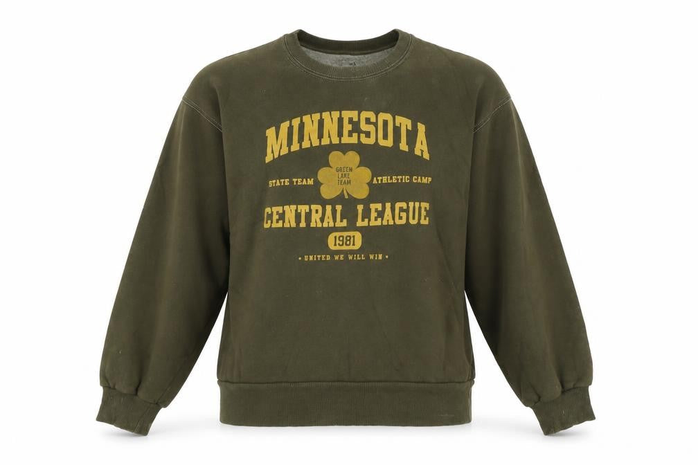 Pull&Bear Womens Green Cotton Pullover Sweatshirt Size XS