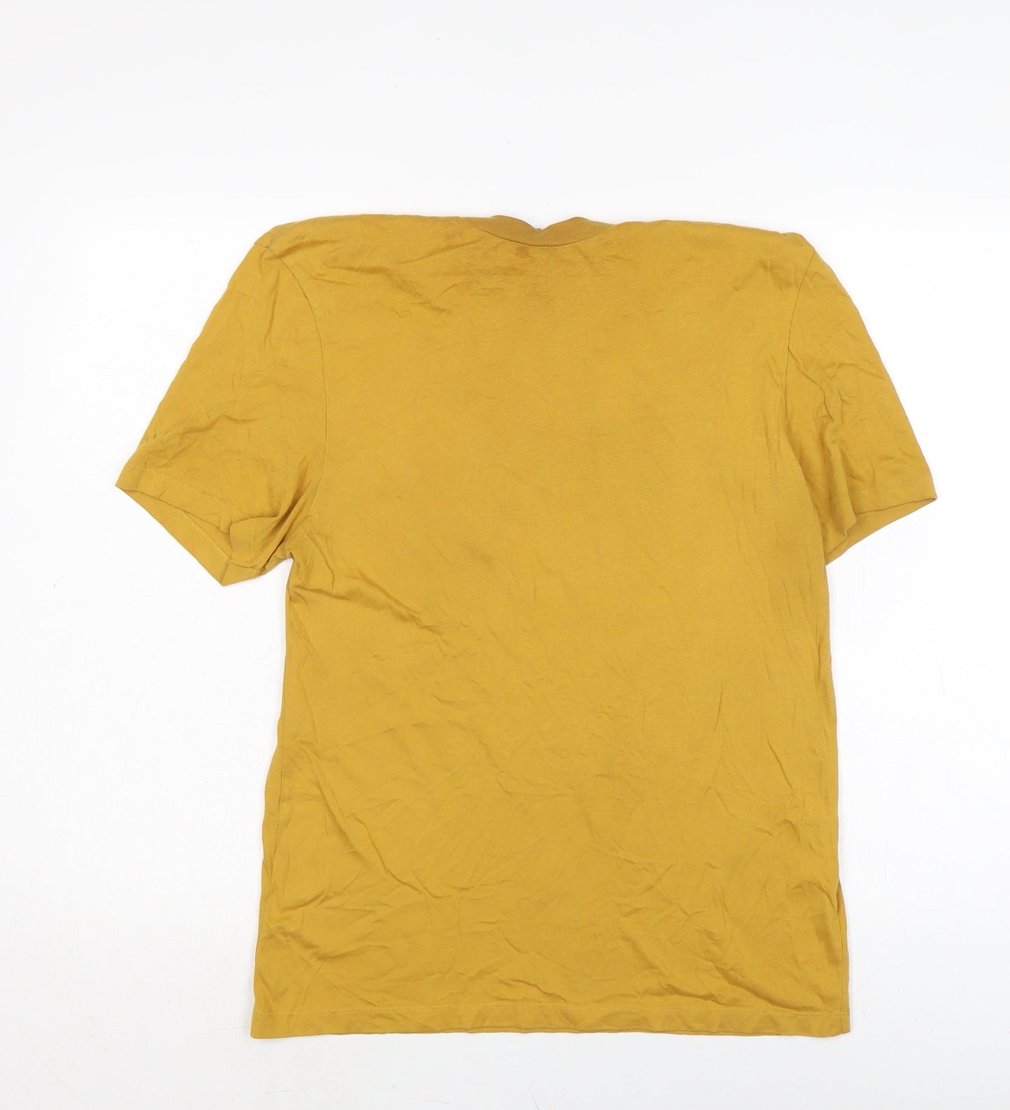 ASOS Mens Yellow Cotton T-Shirt Size S Crew Neck