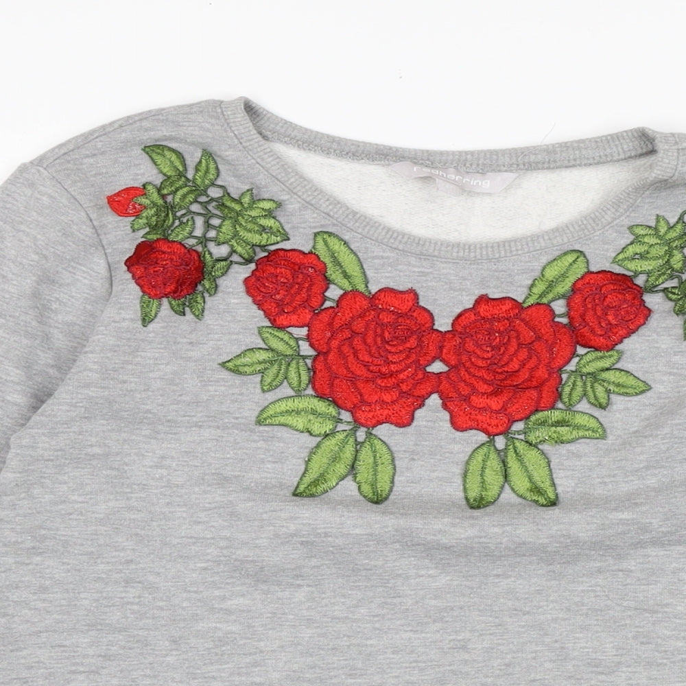 Red Herring Womens Grey Cotton Pullover Sweatshirt Size 8