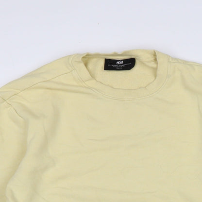 H&M Womens Yellow Cotton Pullover Sweatshirt Size XS
