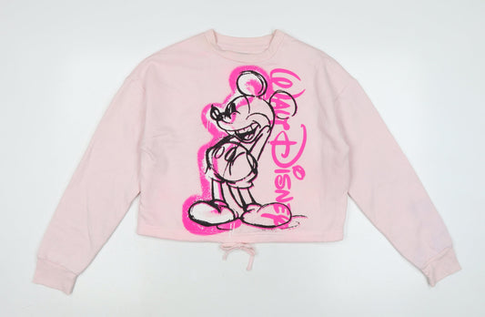 Disney Womens Pink Cotton Pullover Sweatshirt Size XS