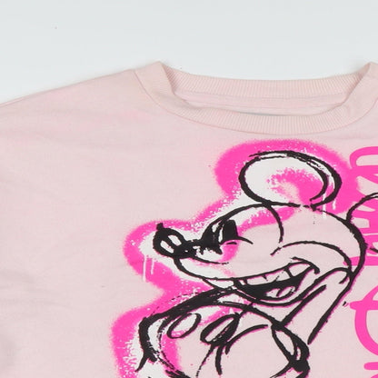 Preloved Disney Womens Pink Cotton Pullover Sweatshirt Size XS - Detail
