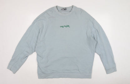 Additional front view of ASOS women’s blue crew neck cotton jumper, size S