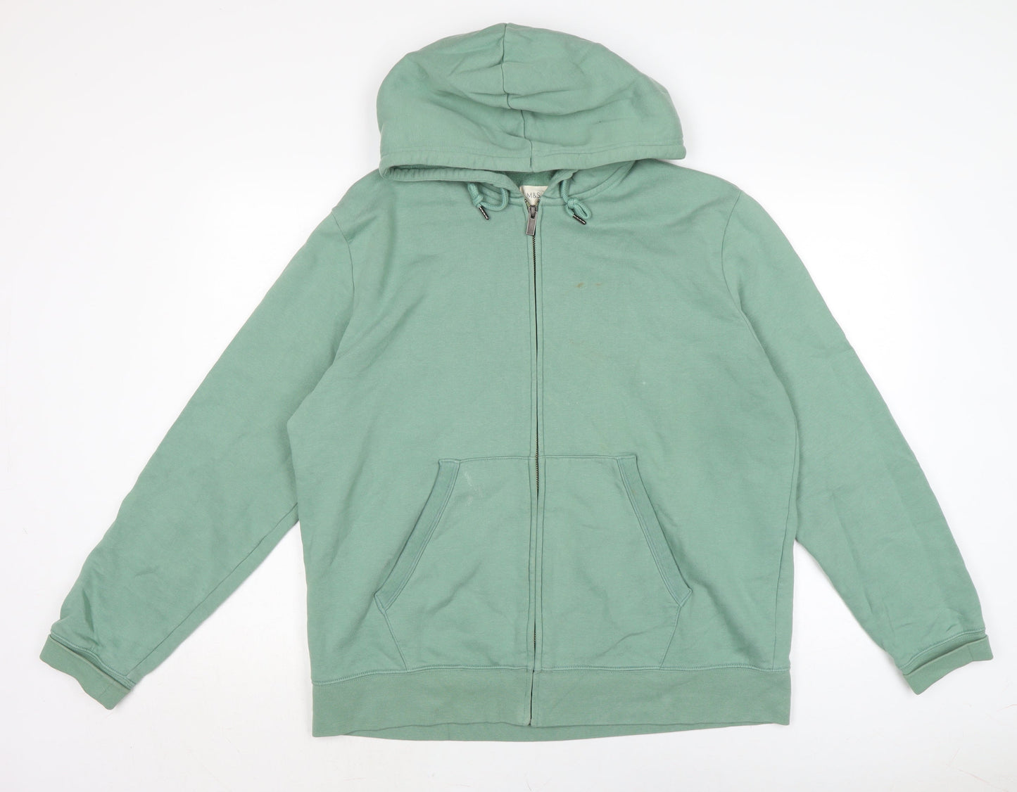 Marks and Spence Womens Green Cotton Full Zip Hoodie Size S