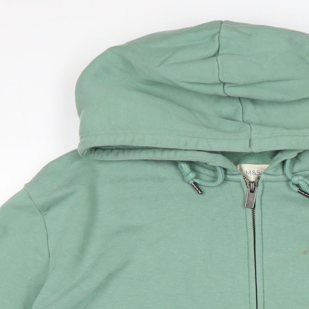 Marks and Spence Womens Green Cotton Full Zip Hoodie Size S