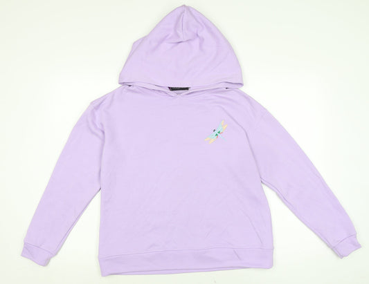 Dragonfly Womens Purple Cotton Pullover Hoodie Size 12