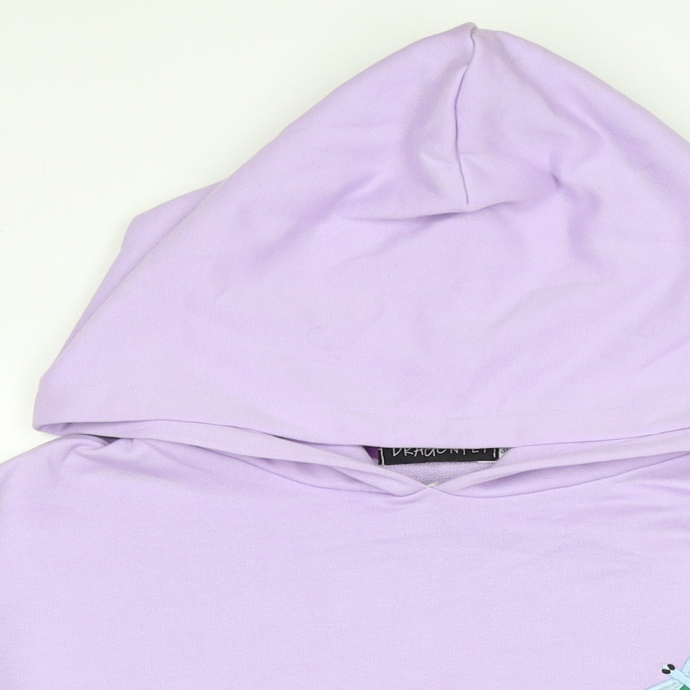 Dragonfly Womens Purple Cotton Pullover Hoodie Size 12