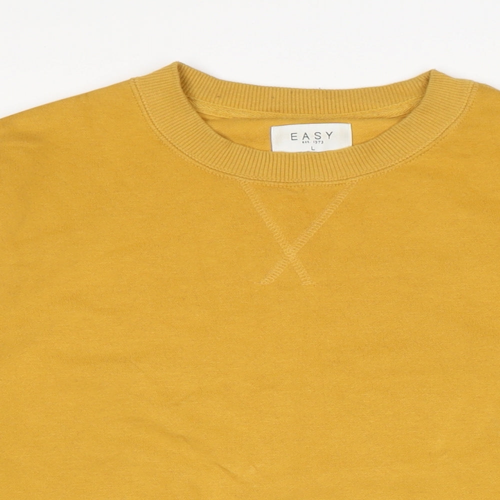 Easy Mens Yellow Cotton Pullover Sweatshirt Size L
